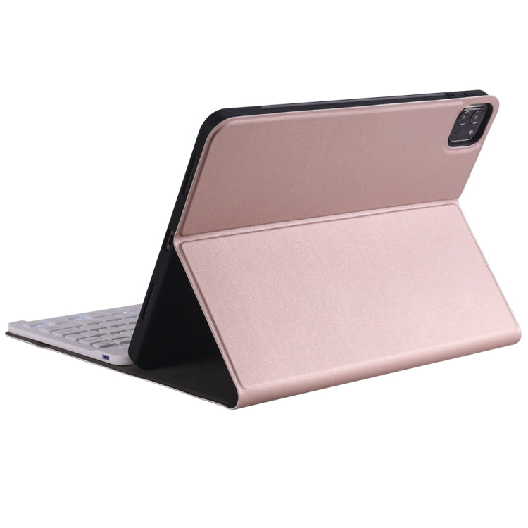 A098BS Detachable Ultra-thin Backlight Bluetooth Keyboard Tablet Case for iPad Air 11 2024 / 2025 / Air 4 10.9 inch 2020, with Stand & Pen Slot(Rose Gold) - For iPad Air by PMC Jewellery | Online Shopping South Africa | PMC Jewellery | Buy Now Pay Later Mobicred