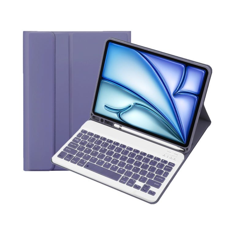 For iPad Air 11 2024 / 2025 / Air 4 2020 / Air 5 2022 A098B Detachable ABS Ultra-thin Candy Colors Bluetooth Keyboard Tablet Case with Stand & Pen Slot(Purple) - For iPad Air by PMC Jewellery | Online Shopping South Africa | PMC Jewellery | Buy Now Pay Later Mobicred