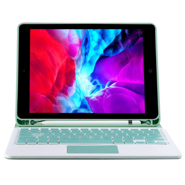 T098B-A Pressed Skin Texture TPU Detachable Candy Colors Bluetooth Keyboard Tablet Case for iPad Air 11 2024 / 2025 / Air 4 10.9 inch 2020, with Stand & Pen Slot & Touch(Light Green) - For iPad Air by PMC Jewellery | Online Shopping South Africa | PMC Jewellery | Buy Now Pay Later Mobicred
