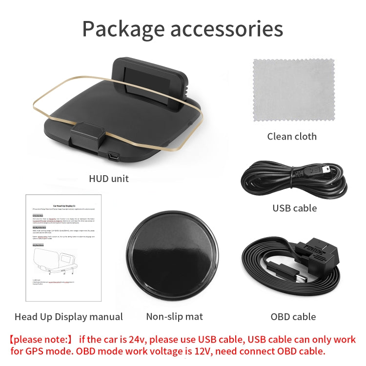 C1 OBD2 + GPS Mode Car HUD Head-up Display Compass / Speed / Water Temperature / Voltage Display / Speed Alarm / Fault Alarm - free shipping - PMC TechLife - Order now!