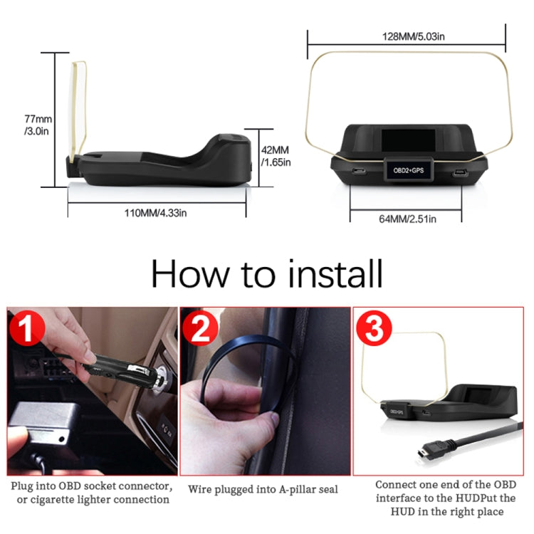 C2 Car HUD Head-up Display GPS Digital Meter Water Temperature / Voltage / Speed - Head Up Display System by PMC TechLife | Online Shopping South Africa | PMC TechLife | Buy Now Pay Later Mobicred