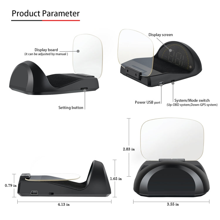 C700S OBD2 + GPS Mode Car HUD Head-up Display Fault Alarm - Head Up Display System by PMC TechLife | Online Shopping South Africa | PMC TechLife | Buy Now Pay Later Mobicred