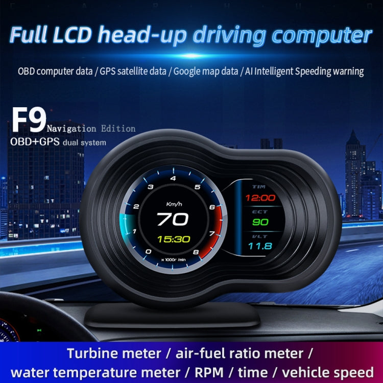 F9 OBD2 + GPS Mode Car HUD Head-up Display Speed / Water Temperature / Voltage Display - Head Up Display System by PMC TechLife | Online Shopping South Africa | PMC TechLife | Buy Now Pay Later Mobicred