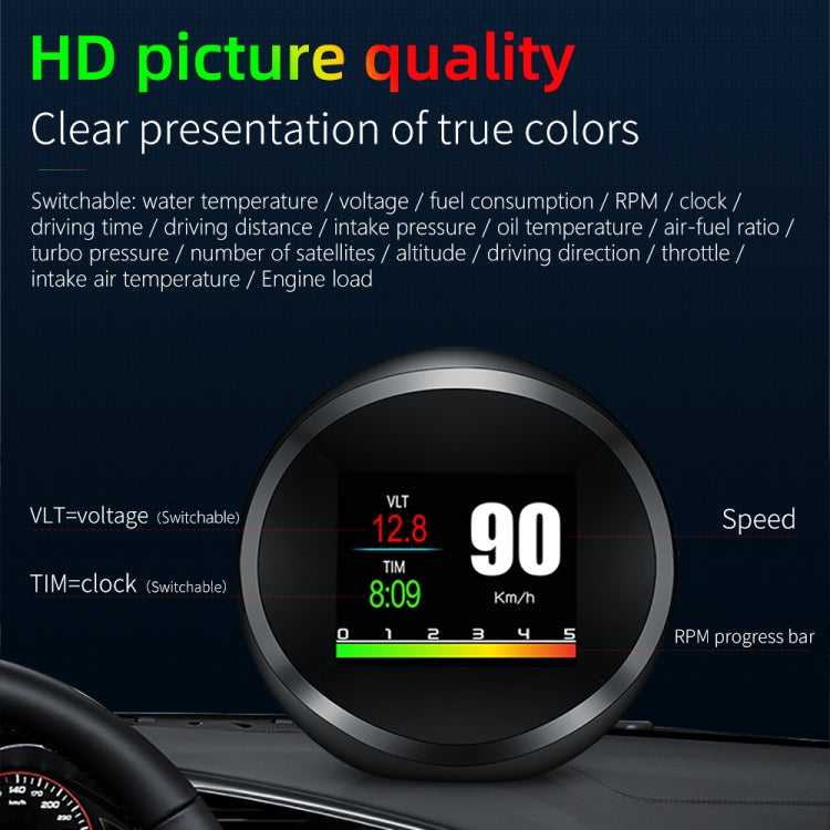 P11 OBD2 + GPS Mode Car HUD Head-up Display Water Temperature / Vehicle Speed / Voltage / Fuel Consumption Display, Speed Alarm - Head Up Display System by PMC TechLife | Online Shopping South Africa | PMC TechLife | Buy Now Pay Later Mobicred