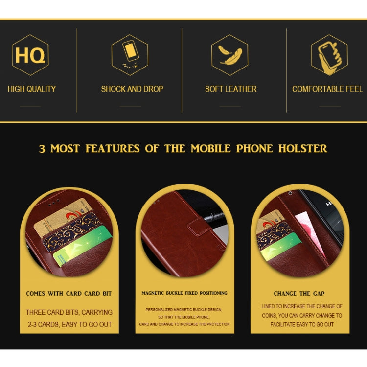 For Wiko View5 Plus idewei Crazy Horse Texture Horizontal Flip Leather Case with Holder & Card Slots & Wallet(Black) - More Brand by idewei | Online Shopping South Africa | PMC Jewellery | Buy Now Pay Later Mobicred