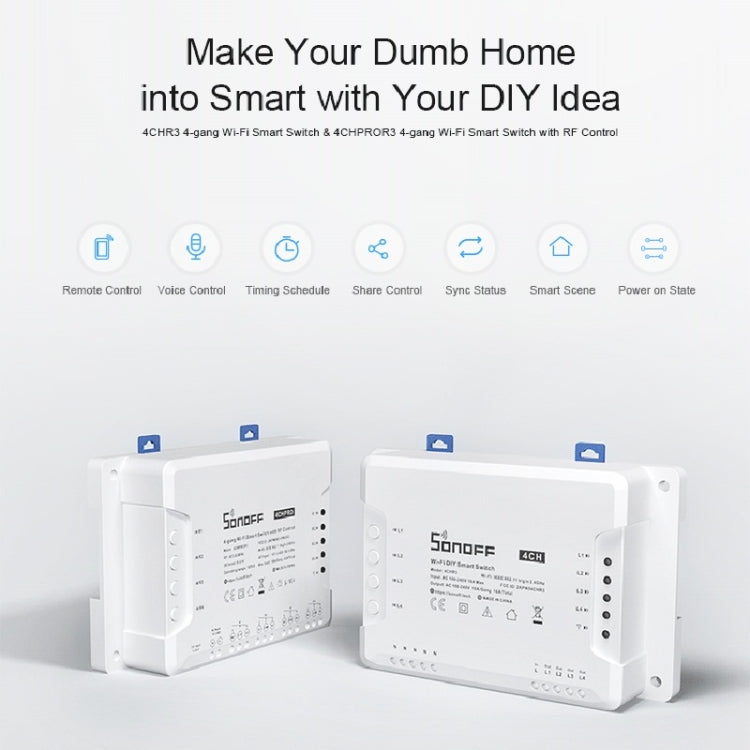 Sonoff 4CHPROR3 Mobile Phone Smart Home Switch Four-way Controller, Support Long-range Control Timing - free shipping - PMC Jewellery - Order now!
