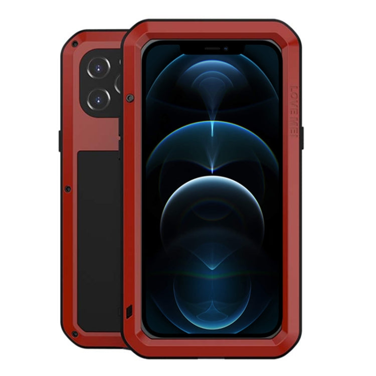 For iPhone 12 Pro Max LOVE MEI Metal Shockproof Life Waterproof Dustproof Protective Case(Red) - free shipping - PMC TechLife - Order now!