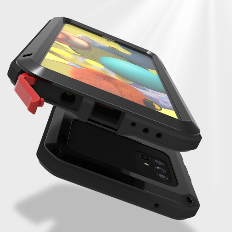 For Samsung Galaxy A51 5G LOVE MEI Metal Shockproof Waterproof Dustproof Protective Case with Glass(Black) - Galaxy Phone Cases by LOVE MEI | Online Shopping South Africa | PMC TechLife | Buy Now Pay Later Mobicred