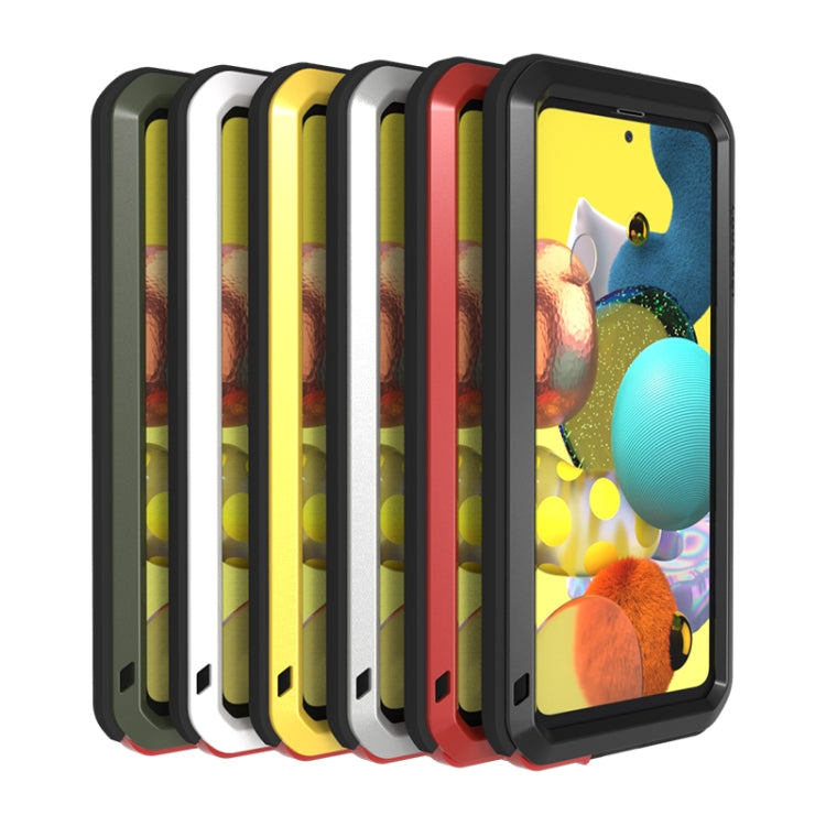 For Samsung Galaxy A51 5G LOVE MEI Metal Shockproof Waterproof Dustproof Protective Case with Glass(Yellow) - free shipping - PMC TechLife - Order now!