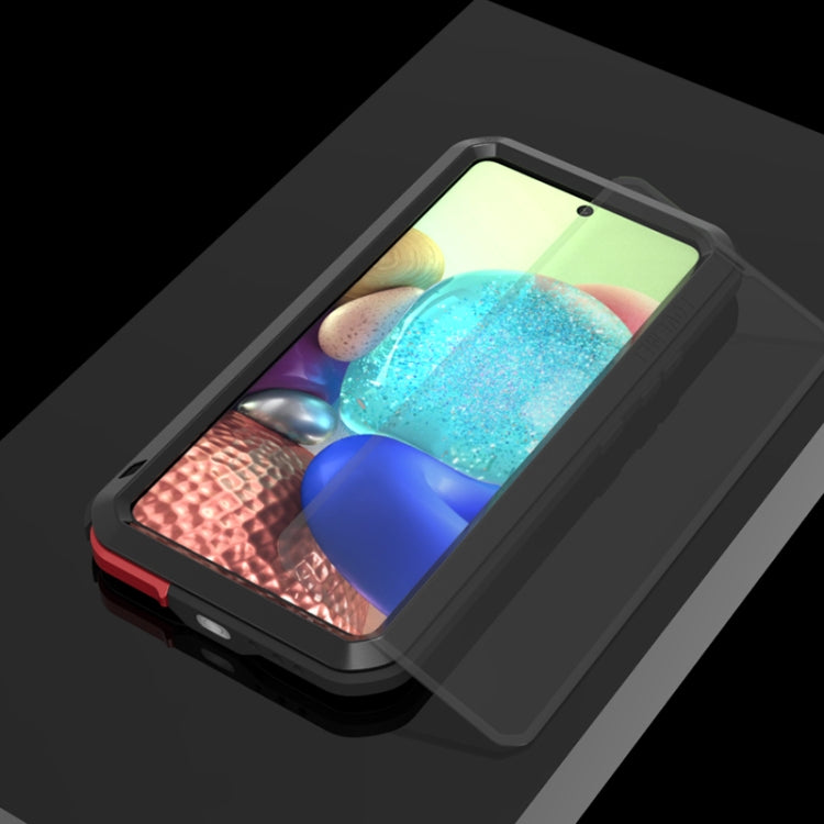 For Samsung Galaxy A71 5G LOVE MEI Metal Shockproof Waterproof Dustproof Protective Case with Glass(Black) - free shipping - PMC TechLife - Order now!