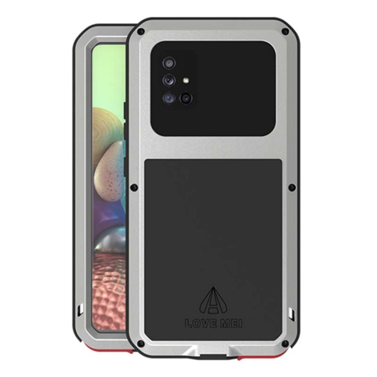 For Samsung Galaxy A71 5G LOVE MEI Metal Shockproof Waterproof Dustproof Protective Case with Glass(Silver) - free shipping - PMC TechLife - Order now!