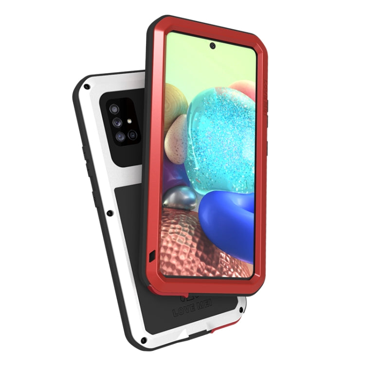 For Samsung Galaxy A71 5G LOVE MEI Metal Shockproof Waterproof Dustproof Protective Case with Glass(Red) - free shipping - PMC TechLife - Order now!