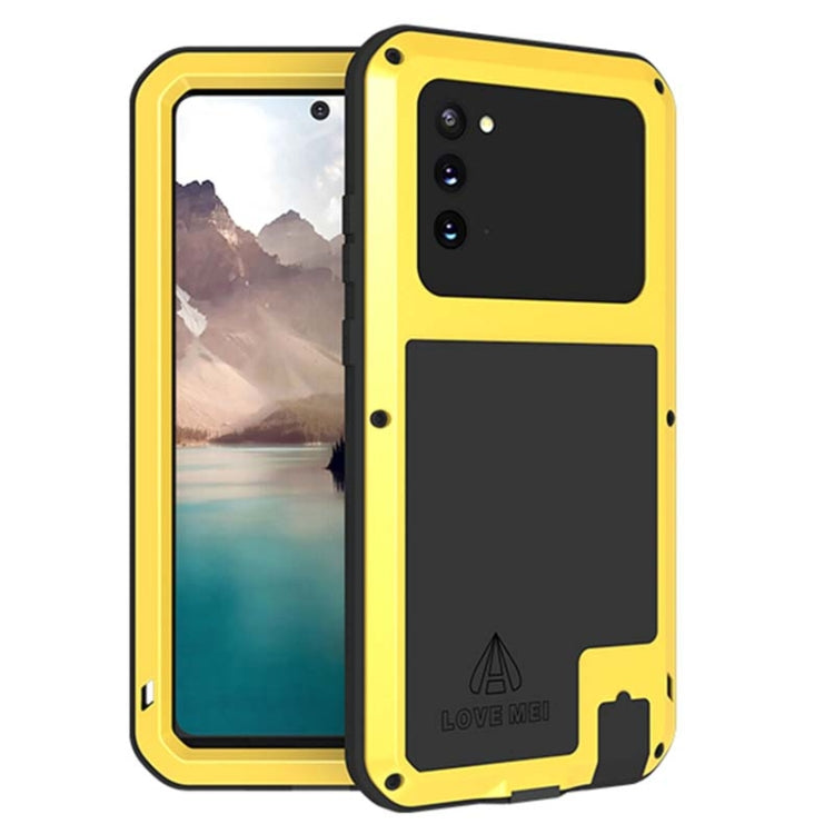 For Samsung Galaxy Note 20 LOVE MEI Metal Shockproof Waterproof Dustproof Protective Case without Glass(Yellow) - Galaxy Note20 Cases by LOVE MEI | Online Shopping South Africa | PMC TechLife | Buy Now Pay Later Mobicred
