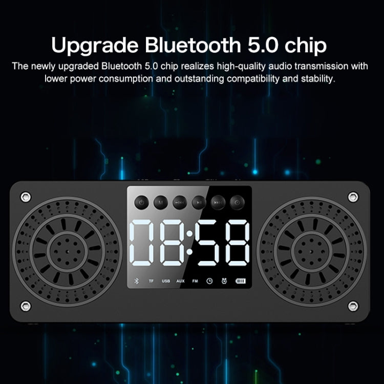 A10 Subwoofer Wooden Clock Bluetooth 5.0 Speaker, Support TF Card & U Disk Play & FM Radio(Yellow) - Desktop Speaker by PMC TechLife | Online Shopping South Africa | PMC TechLife