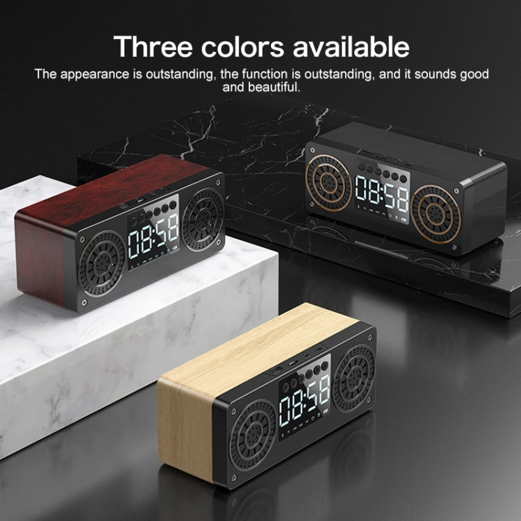 A10 Subwoofer Wooden Clock Bluetooth 5.0 Speaker, Support TF Card & U Disk Play & FM Radio(Yellow) - Desktop Speaker by PMC TechLife | Online Shopping South Africa | PMC TechLife
