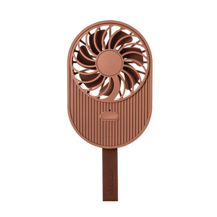 LLD-17 0.7-1.2W Ice Cream Shape Portable 2 Speed Control USB Charging Handheld Fan with Lanyard (Brown) - Electric Fans by PMC TechLife | Online Shopping South Africa | PMC TechLife | Buy Now Pay Later Mobicred