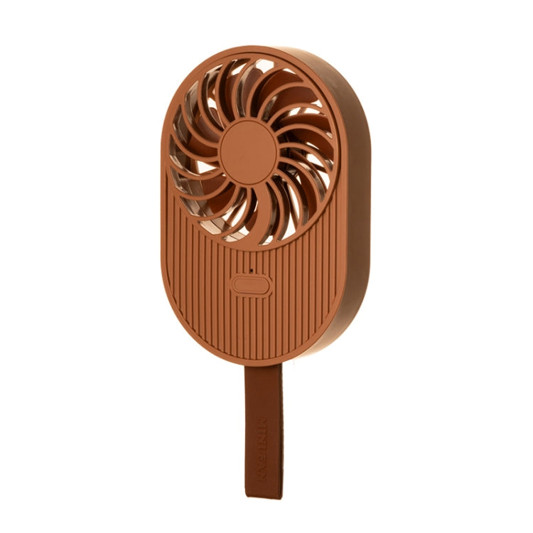 LLD-17 0.7-1.2W Ice Cream Shape Portable 2 Speed Control USB Charging Handheld Fan with Lanyard (Brown) - Electric Fans by PMC TechLife | Online Shopping South Africa | PMC TechLife | Buy Now Pay Later Mobicred