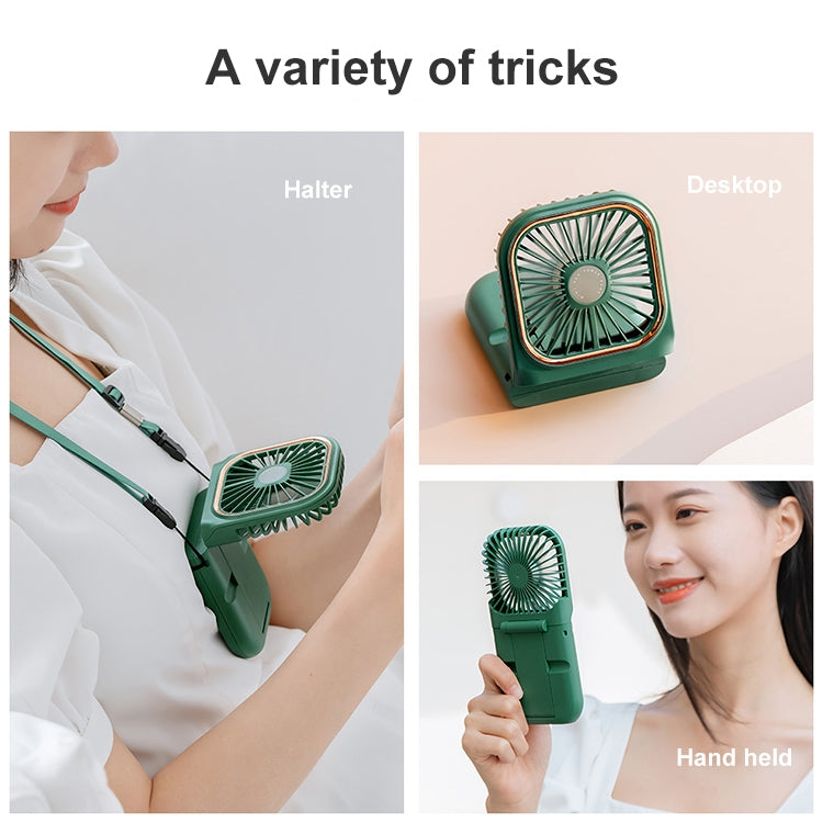 F30 Electroplating Handheld Fan Portable Desktop Folding Mute USB Hanging Neck Fan, Upgraded Version (White) - free shipping - PMC Jewellery - Order now!
