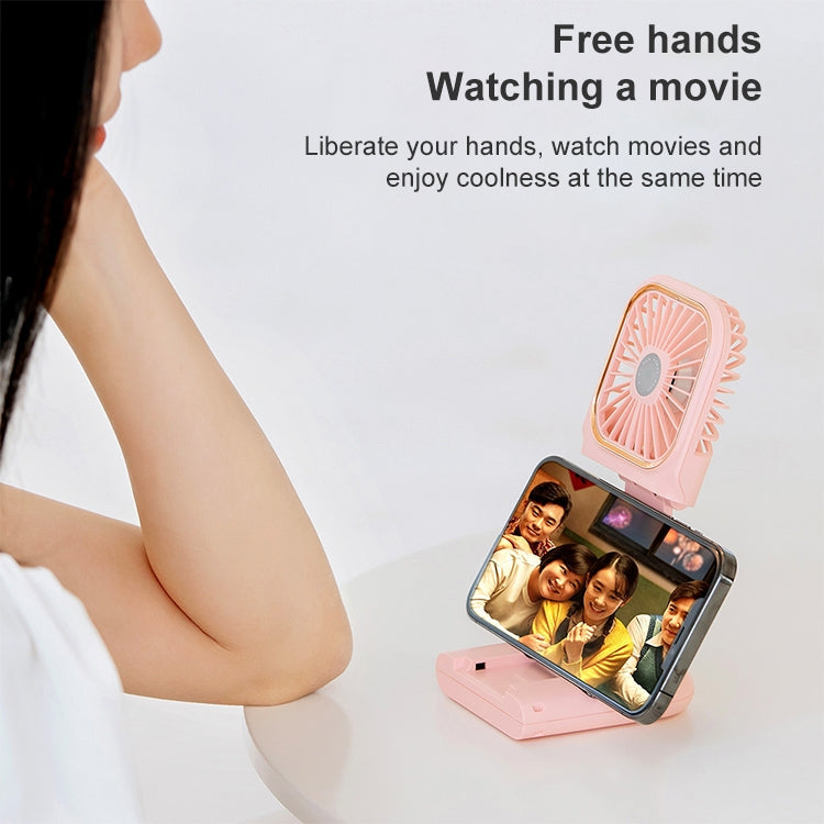 F30 Electroplating Handheld Fan Portable Desktop Folding Mute USB Hanging Neck Fan, Upgraded Version (Pink) - free shipping - PMC Jewellery - Order now!