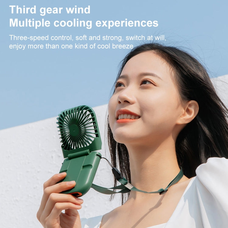 F30 Electroplating Handheld Fan Portable Desktop Folding Mute USB Hanging Neck Fan, Upgraded Version (White) - free shipping - PMC Jewellery - Order now!