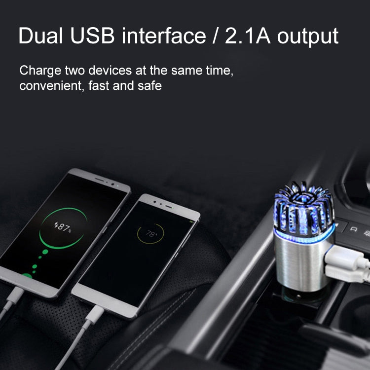 2 in 1 Car Negative-ion  Aromatherapy Air Purifier Humidifier + Dual USB Port Car Charger (Gold) - free shipping - PMC TechLife - Order now!