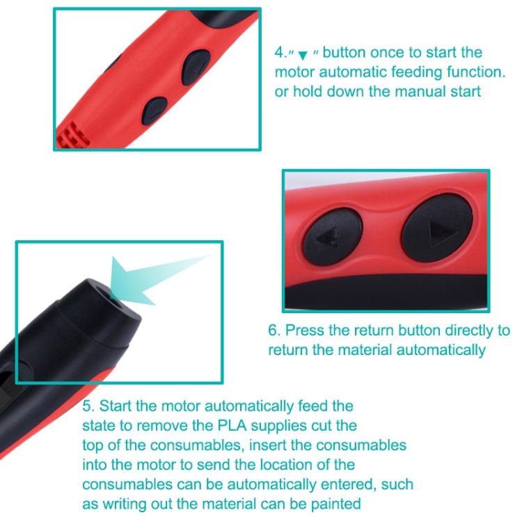 Gen 6th ABS / PLA Filament Kids DIY Drawing 3D Printing Pen with LCD Display(Red+Black) - 3D Printer by PMC TechLife | Online Shopping South Africa | PMC TechLife | Buy Now Pay Later Mobicred