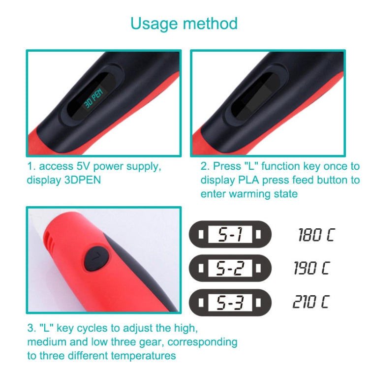Gen 6th ABS / PLA Filament Kids DIY Drawing 3D Printing Pen with LCD Display(Yellow+Black) - 3D Printer by PMC TechLife | Online Shopping South Africa | PMC TechLife | Buy Now Pay Later Mobicred