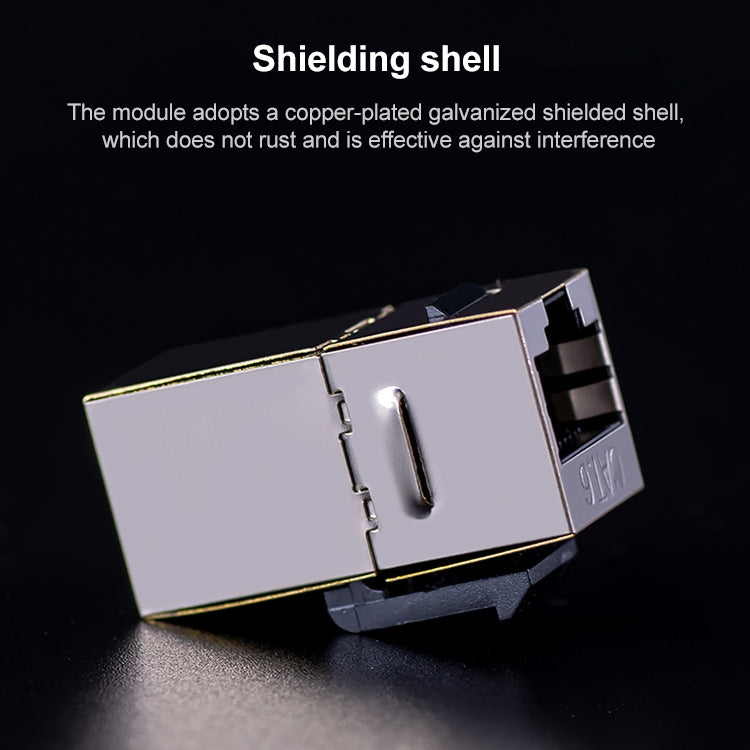 CAT.6 Shielded Pass-through Network Module, Single Port Panel + Shielded Pass-through (Gold) - Lan Cable and Tools by PMC TechLife | Online Shopping South Africa | PMC TechLife | Buy Now Pay Later Mobicred
