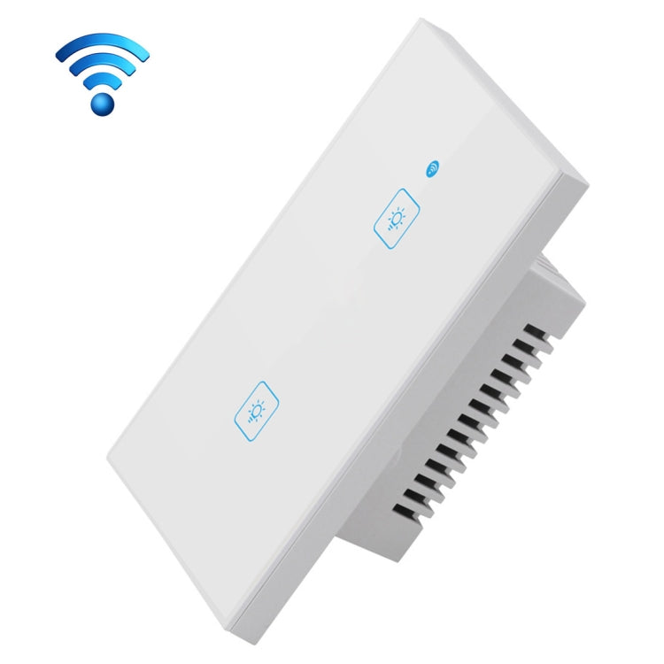 WS-US-02 EWeLink APP & Touch Control 2A 2 Gangs Tempered Glass Panel Smart Wall Switch, AC 90V-250V, US Plug - Smart Socket by PMC TechLife | Online Shopping South Africa | PMC TechLife | Buy Now Pay Later Mobicred