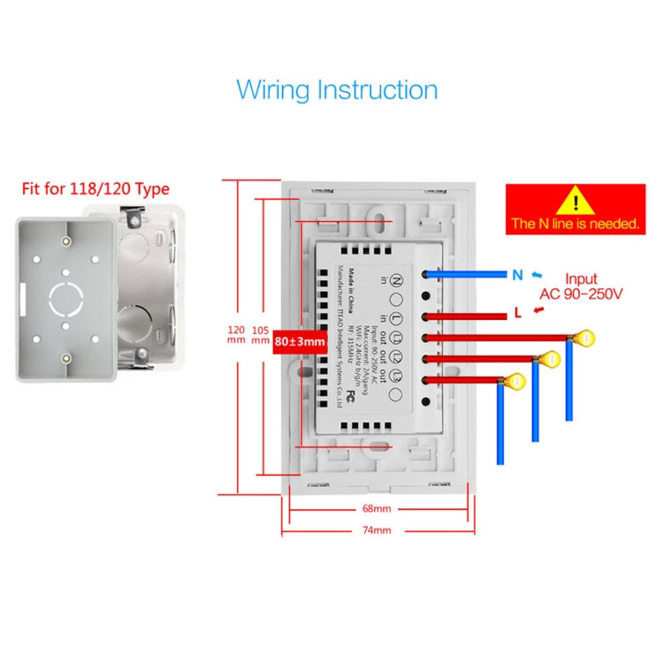 WS-US-02 EWeLink APP & Touch Control 2A 2 Gangs Tempered Glass Panel Smart Wall Switch, AC 90V-250V, US Plug - Smart Socket by PMC TechLife | Online Shopping South Africa | PMC TechLife | Buy Now Pay Later Mobicred