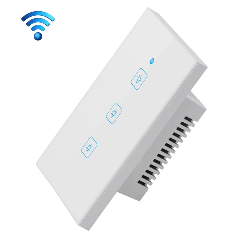 WS-US-03 EWeLink APP & Touch Control 2A 3 Gangs Tempered Glass Panel Smart Wall Switch, AC 90V-250V, US Plug - Smart Socket by PMC TechLife | Online Shopping South Africa | PMC TechLife | Buy Now Pay Later Mobicred