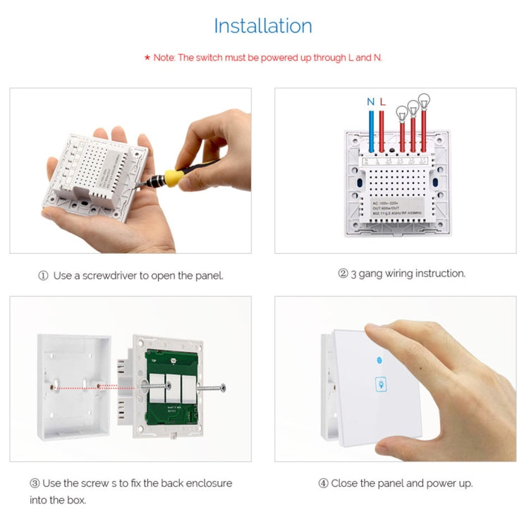 WS-UK-02 EWeLink APP & Touch Control 2A 2 Gangs Tempered Glass Panel Smart Wall Switch, AC 90V-250V, UK Plug - Smart Socket by PMC TechLife | Online Shopping South Africa | PMC TechLife | Buy Now Pay Later Mobicred