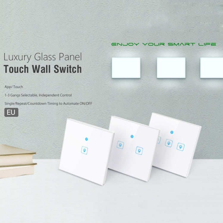 WS-EU-01 EWeLink APP & Touch Control 2A 1 Gang Tempered Glass Panel Smart Wall Switch, AC 90V-250V, EU Plug - Smart Socket by PMC TechLife | Online Shopping South Africa | PMC TechLife | Buy Now Pay Later Mobicred