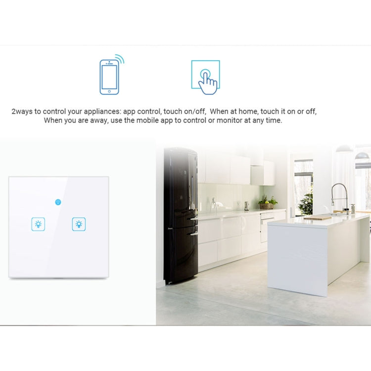 WS-EU-01 EWeLink APP & Touch Control 2A 1 Gang Tempered Glass Panel Smart Wall Switch, AC 90V-250V, EU Plug - Smart Socket by PMC TechLife | Online Shopping South Africa | PMC TechLife | Buy Now Pay Later Mobicred
