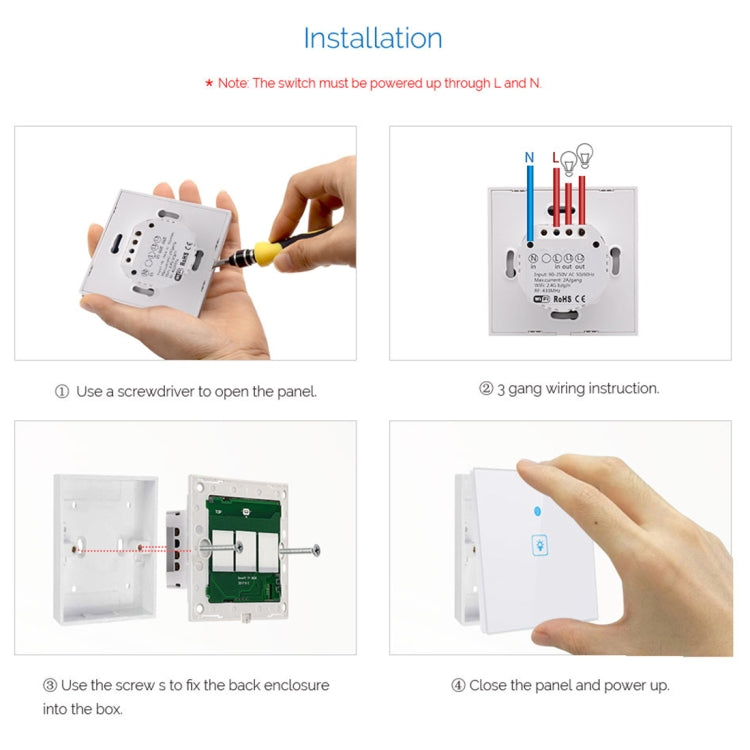 WS-EU-02 EWeLink APP & Touch Control 2A 2 Gangs Tempered Glass Panel Smart Wall Switch, AC 90V-250V, EU Plug - Smart Socket by PMC TechLife | Online Shopping South Africa | PMC TechLife | Buy Now Pay Later Mobicred