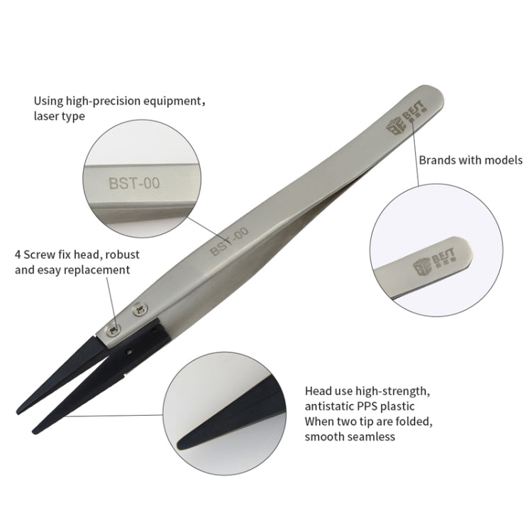 BEST BST-00 Straight Head Tweezers for Mobile Phone / Computer Repair - free shipping - PMC TechLife - Order now!