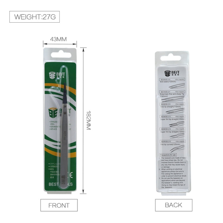 BEST BST-00 Straight Head Tweezers for Mobile Phone / Computer Repair - free shipping - PMC TechLife - Order now!