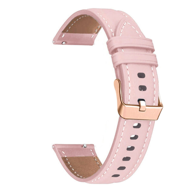 For Garmin Forerunner 265S / 255S / Venu 2S 18mm Rose Gold Buckle Genuine Leather Watch Band (Pink) - free shipping - PMC TechLife - Order now!