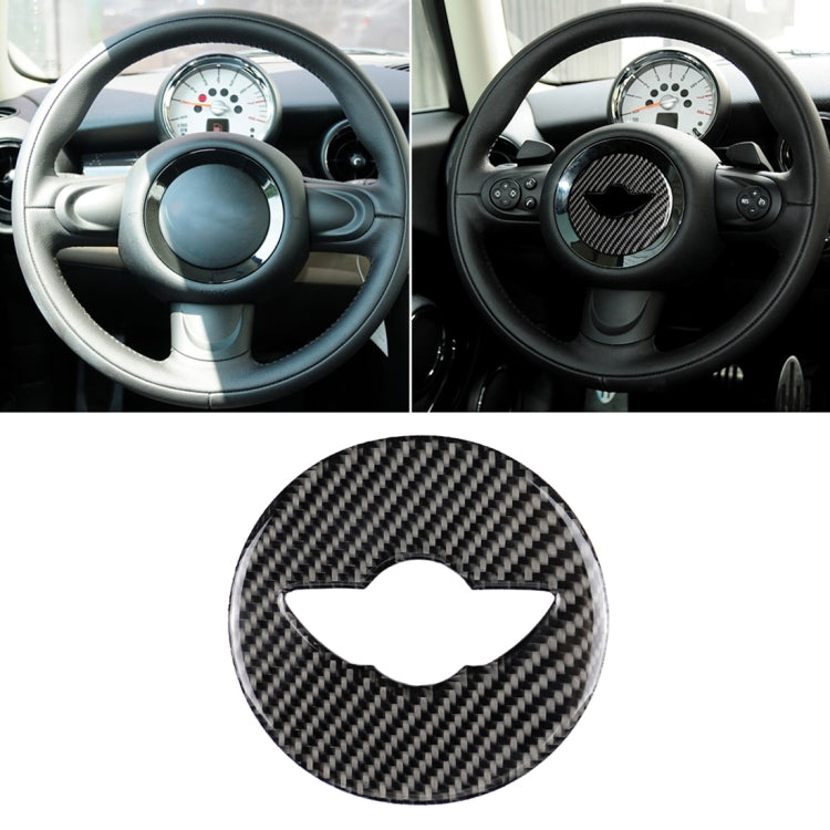 Car Steering Wheel F Chassis Logo Carbon Fiber Decorative Sticker for BMW Mini Cooper F55 / F56 / F60 / Countryman F60 - Car Interior Mouldings by PMC TechLife | Online Shopping South Africa | PMC TechLife | Buy Now Pay Later Mobicred