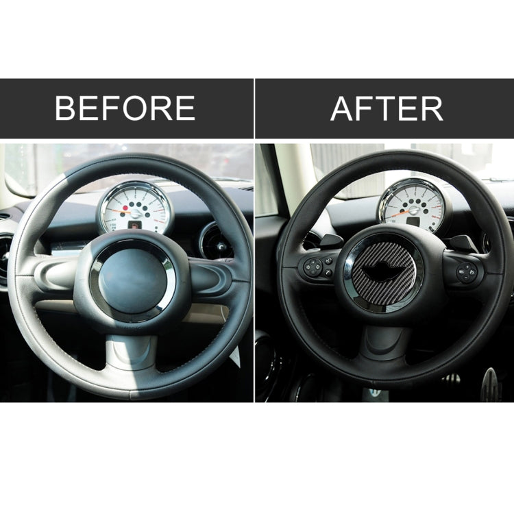 Car Steering Wheel F Chassis Logo Carbon Fiber Decorative Sticker for BMW Mini Cooper F55 / F56 / F60 / Countryman F60 - Car Interior Mouldings by PMC TechLife | Online Shopping South Africa | PMC TechLife | Buy Now Pay Later Mobicred