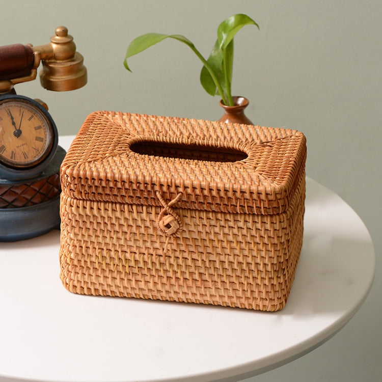 ZJH01 Square Shape Restaurant Desktop Rattan Braided Tissue Storage Box Case - Storage Boxes by PMc TechLife | Online Shopping South Africa | PMc TechLife | Buy Now Pay Later Mobicred