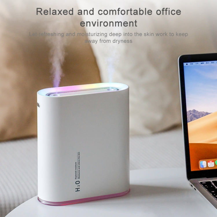 Y10 Runway Dual Jet Humidifier Colorful Marquee Night Light 1L Air Purifier for Home Office(White) - free shipping - PMC TechLife - Order now!