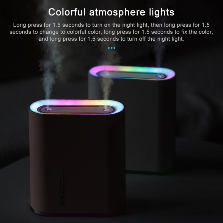 Y10 Runway Dual Jet Humidifier Colorful Marquee Night Light 1L Air Purifier for Home Office(White) - free shipping - PMC TechLife - Order now!