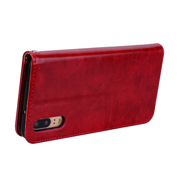 For Huawei P20 Business Style Oil Wax Texture Horizontal Flip Leather Case with Holder & Card Slots & Wallet(Red) - Huawei Cases by PMC TechLife | Online Shopping South Africa | PMC TechLife | Buy Now Pay Later Mobicred