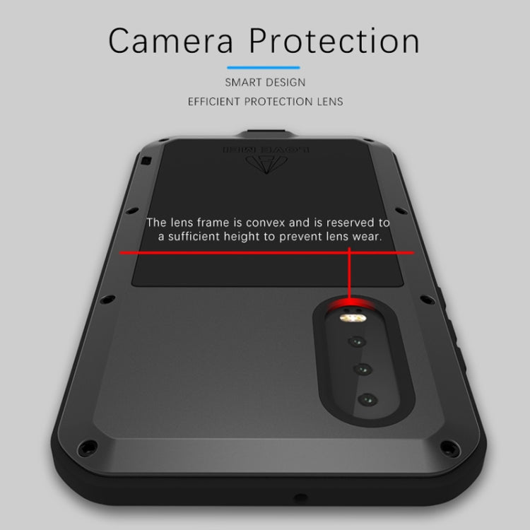 LOVE MEI Powerful Dustproof Shockproof Splashproof Metal + Silicone Combination Case for Huawei P30 (Black) - free shipping - PMC TechLife - Order now!