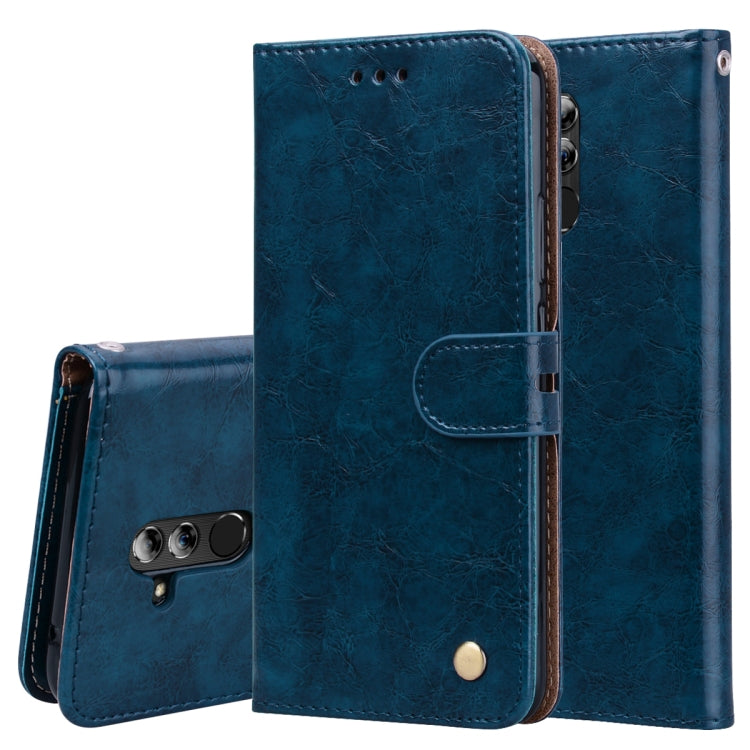 Business Style Oil Wax Texture Horizontal Flip Leather Case for Huawei Mate 20 Lite, with Holder & Card Slots & Wallet (Blue) - Huawei Cases by PMC TechLife | Online Shopping South Africa | PMC TechLife | Buy Now Pay Later Mobicred