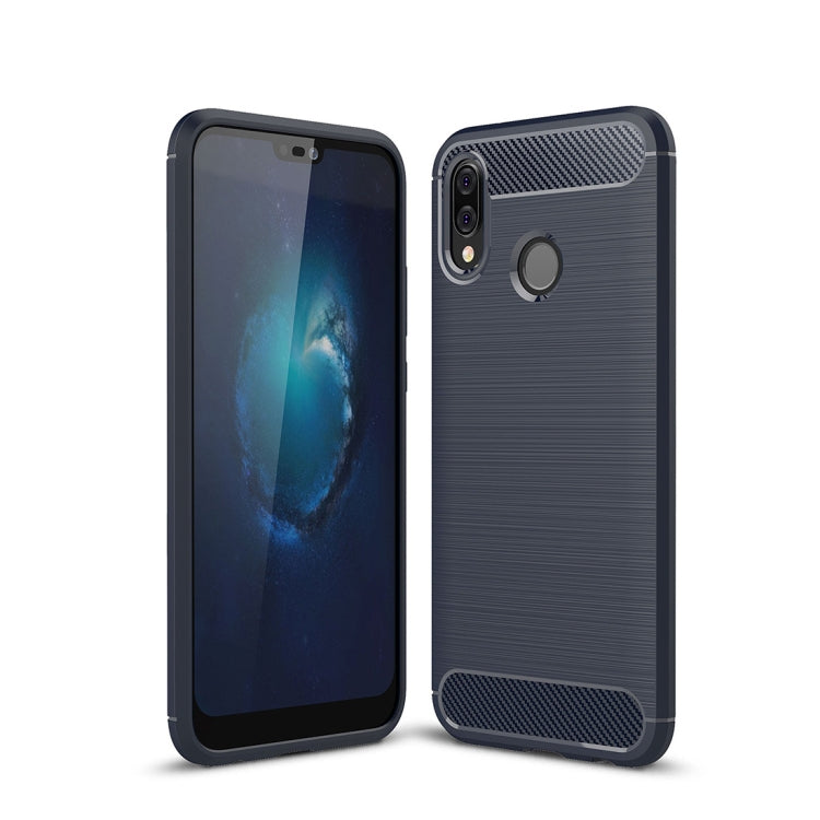 For Huawei  P20 Lite Brushed Texture Carbon Fiber Shockproof TPU Protective Back Case (Navy Blue) - Huawei Cases by PMC TechLife | Online Shopping South Africa | PMC TechLife | Buy Now Pay Later Mobicred
