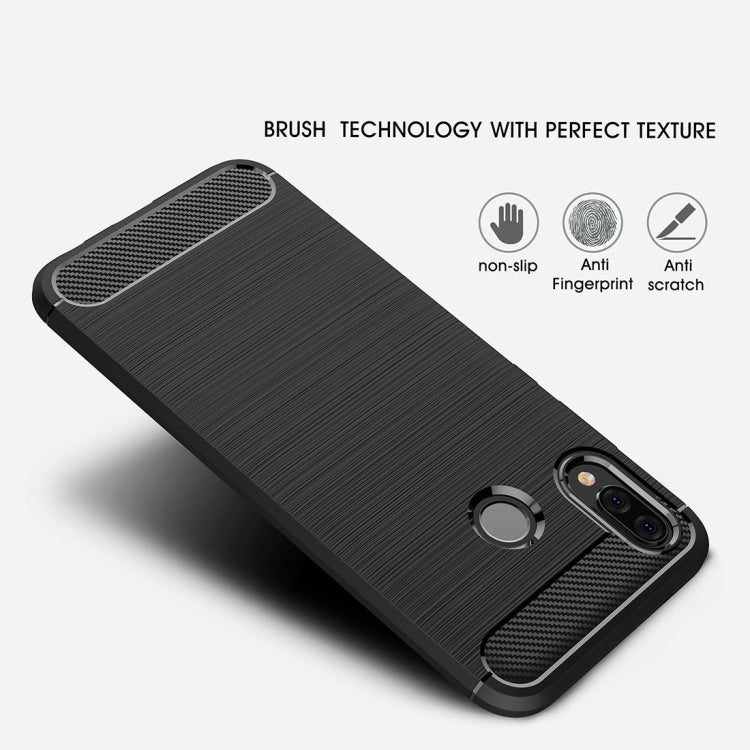 For Huawei  P20 Lite Brushed Texture Carbon Fiber Shockproof TPU Protective Back Case (Navy Blue) - Huawei Cases by PMC TechLife | Online Shopping South Africa | PMC TechLife | Buy Now Pay Later Mobicred