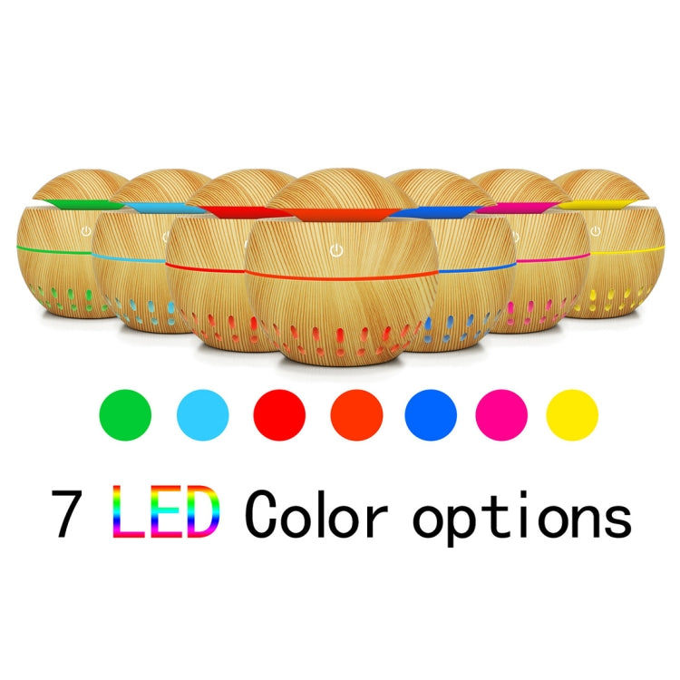 Wood Grain USB Hollowed-out Humidifier Seven Color Aromatherapy Lamp Automatic Alcohol Sprayer with Remote Control(Light Brown-2) - free shipping - PMC TechLife - Order now!