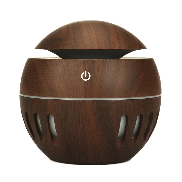 Wood Grain USB Hollowed-out Humidifier Seven Color Aromatherapy Lamp Automatic Alcohol Sprayer with Remote Control(Dark Brown-3) - free shipping - PMC TechLife - Order now!